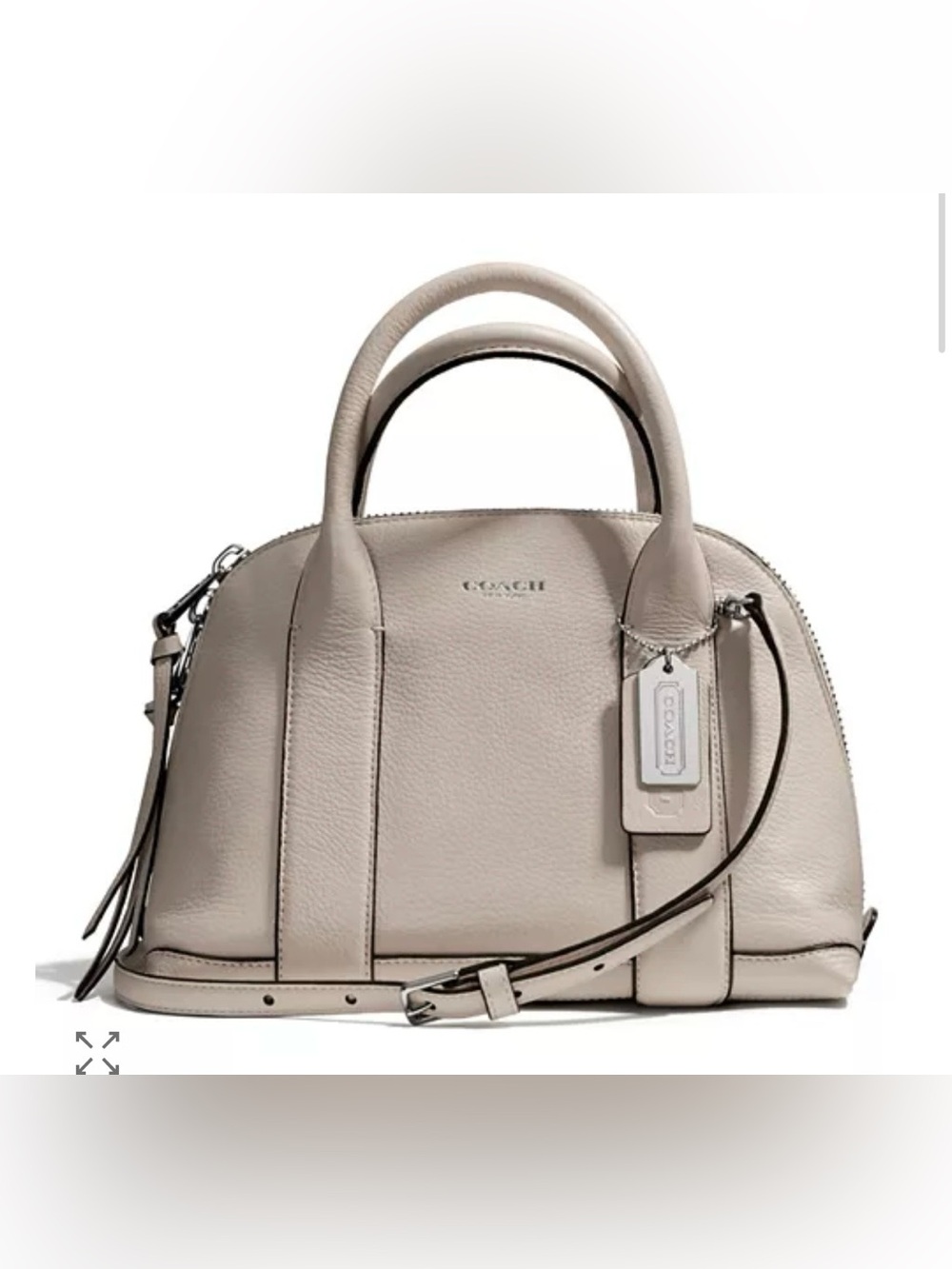 Coach  Preston satchel Pebbled Leather  in Light Beige.